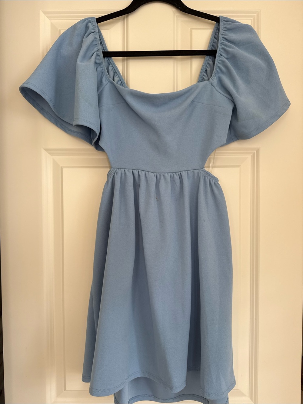 Light blue open back mini dress